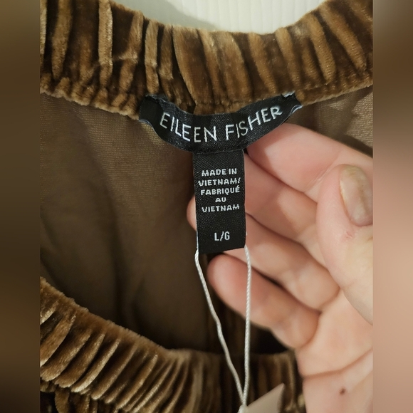 Eileen Fisher NWT Velvet Tapered Ankle Pant 80% Viscose 20% Silk Easy Fit Size L - Picture 4 of 9